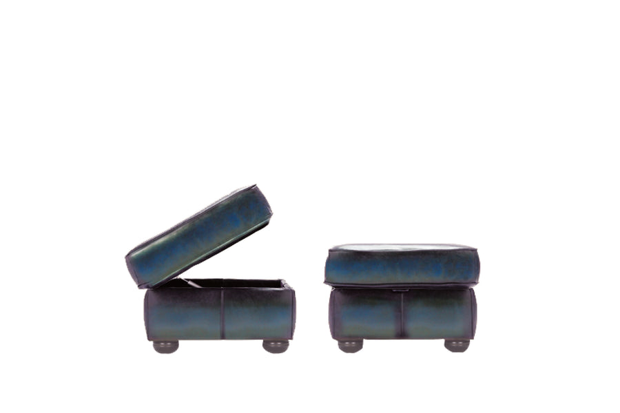 Marlow | Storage Stool | Antique Blue