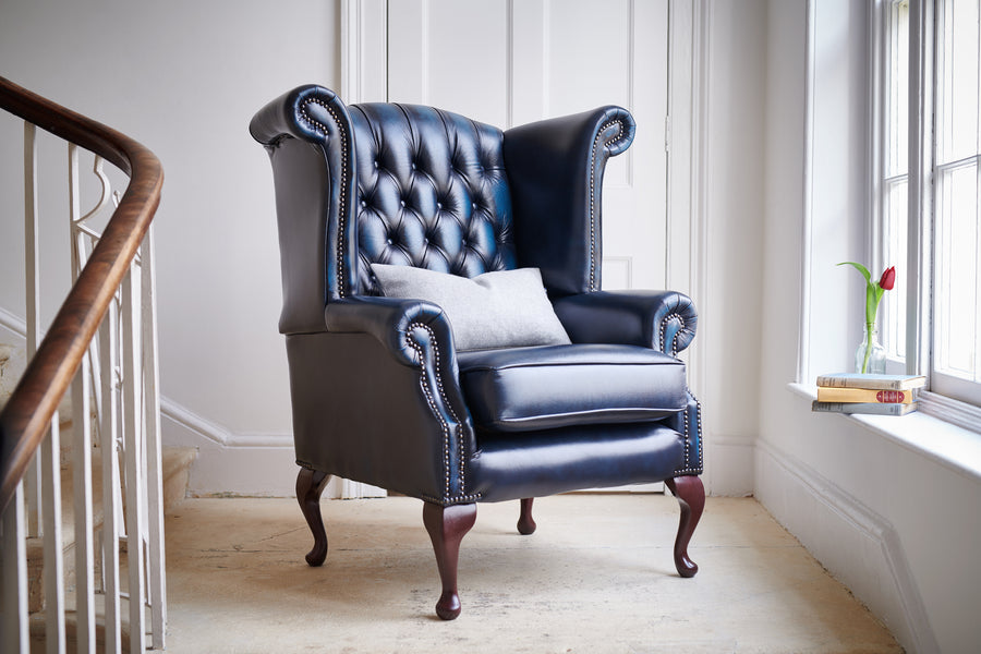 Chesterfield | Georgian Highback Chair | Antique Blue