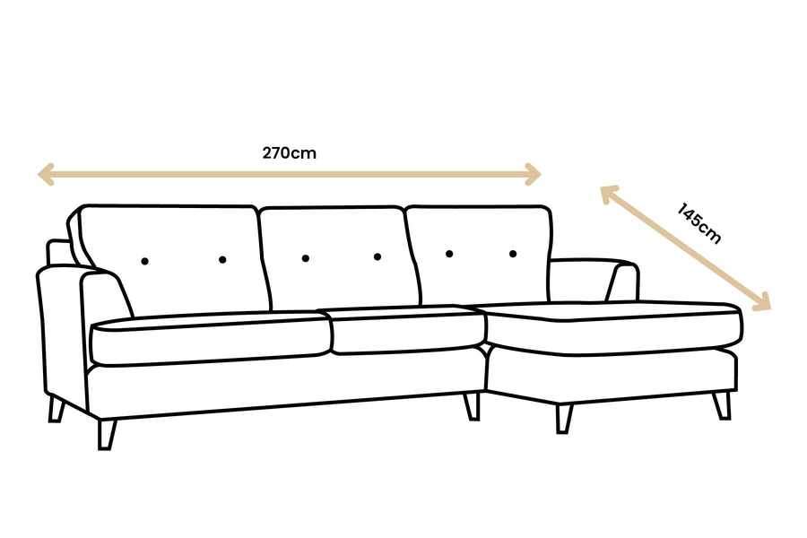 Poppy | Chaise Sofa Option 1 | Linoso Biscuit