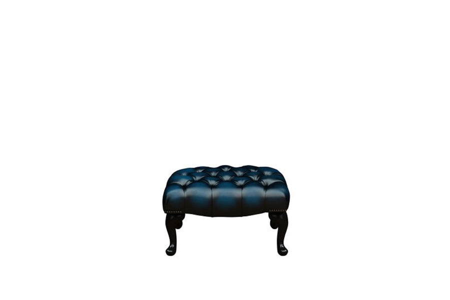 Chesterfield | Queen Anne Footstool | Antique Blue