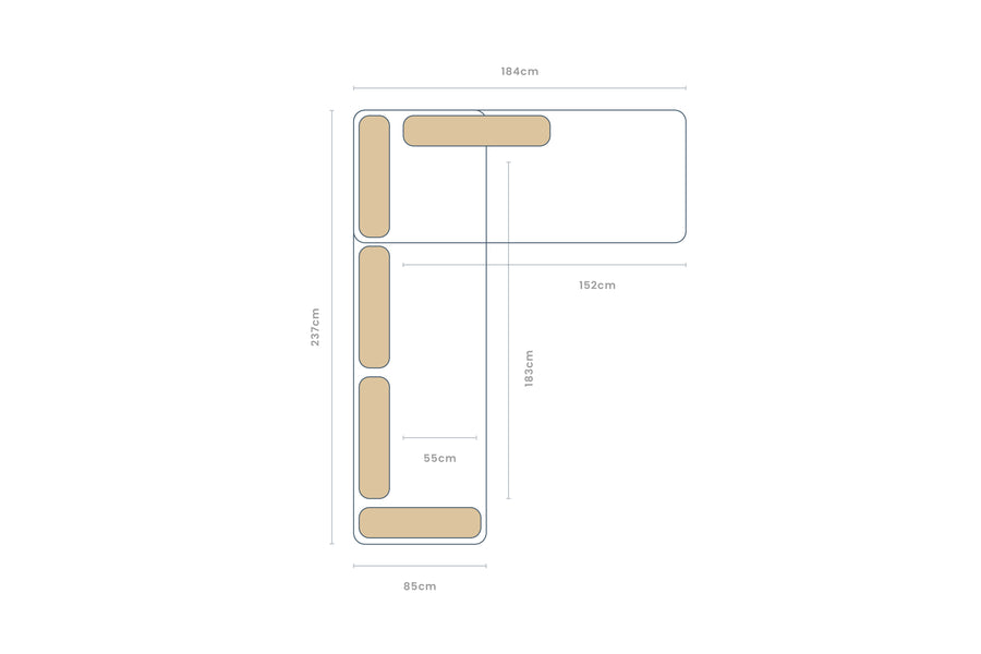 Amelia | Chaise Sofa Option 1 | Softgrain Tabac