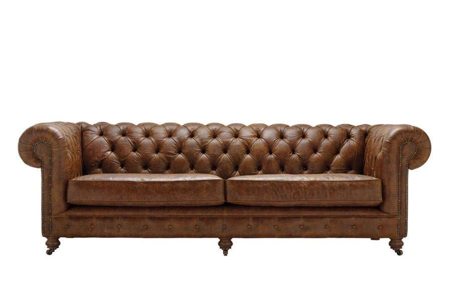 Grand Chesterfield | 4 Seater Sofa | Vintage Chestnut