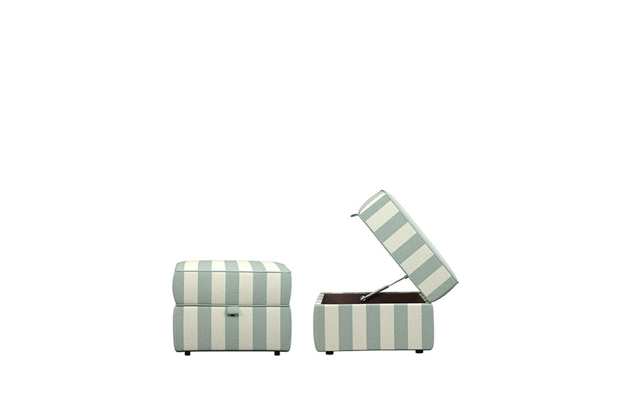 Blenheim | Storage Stool | Brecon Stripe Duck Egg