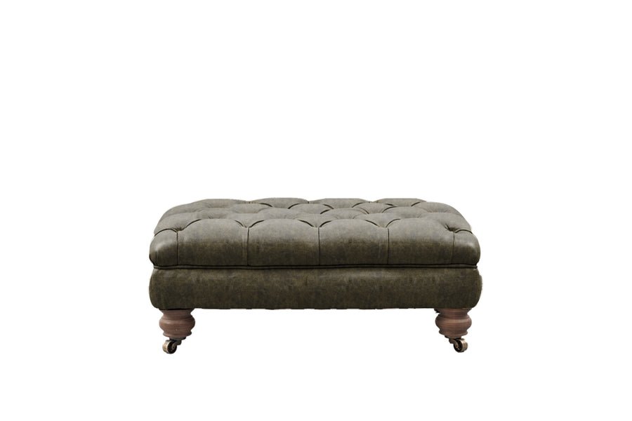 Grand Chesterfield | Bench Footstool | Vintage Green