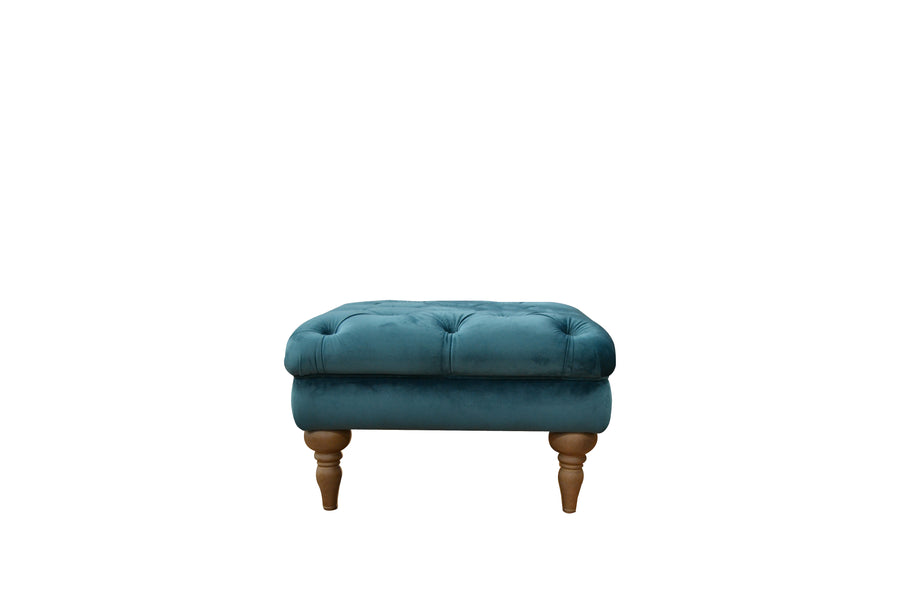 Mia | Button Footstool | Opulence Teal
