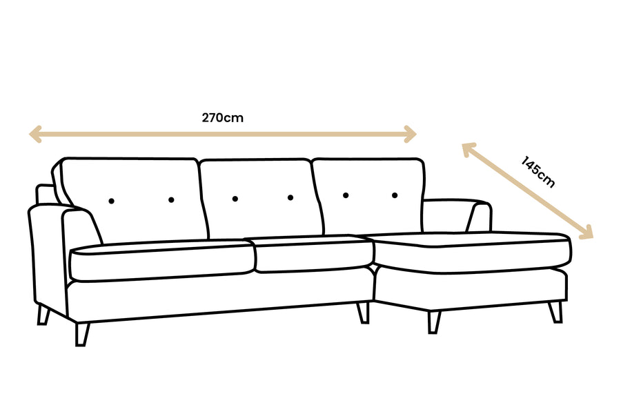 Poppy | Chaise Sofa Option 1 | Linoso Charcoal